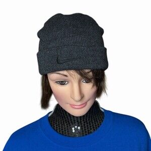 Nike Toddler Cuffed Knit Beanie Hat Gray Swoosh Logo Winter One Size